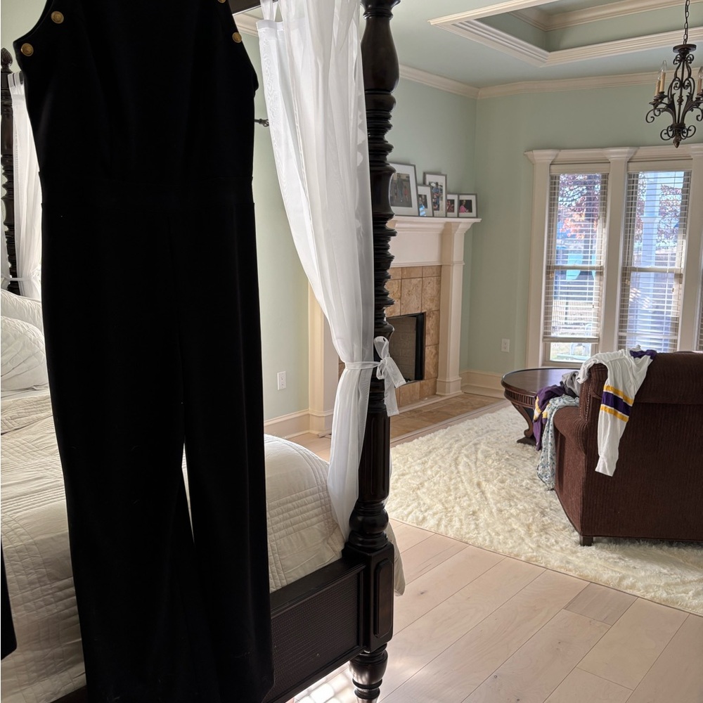 White House Black Market Black Jumpsuit with Gold Buttons